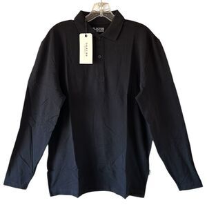 NEW Selected Homme Men's Black Polo Shirt
